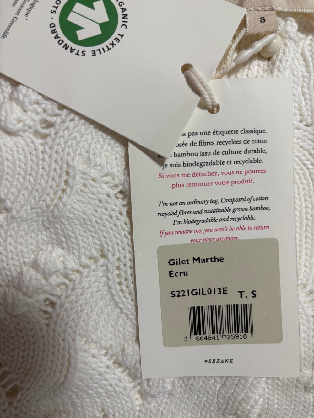 Gilet marthe ecru Sezane - Picture 5 of 5